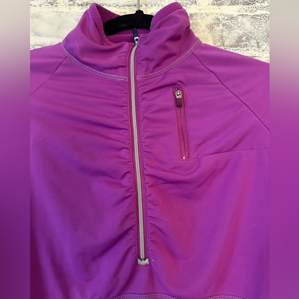 Athleta | Purple Pink Fleece Lined Half Zip Long Sleeve Running Top - Picture 3 of 7